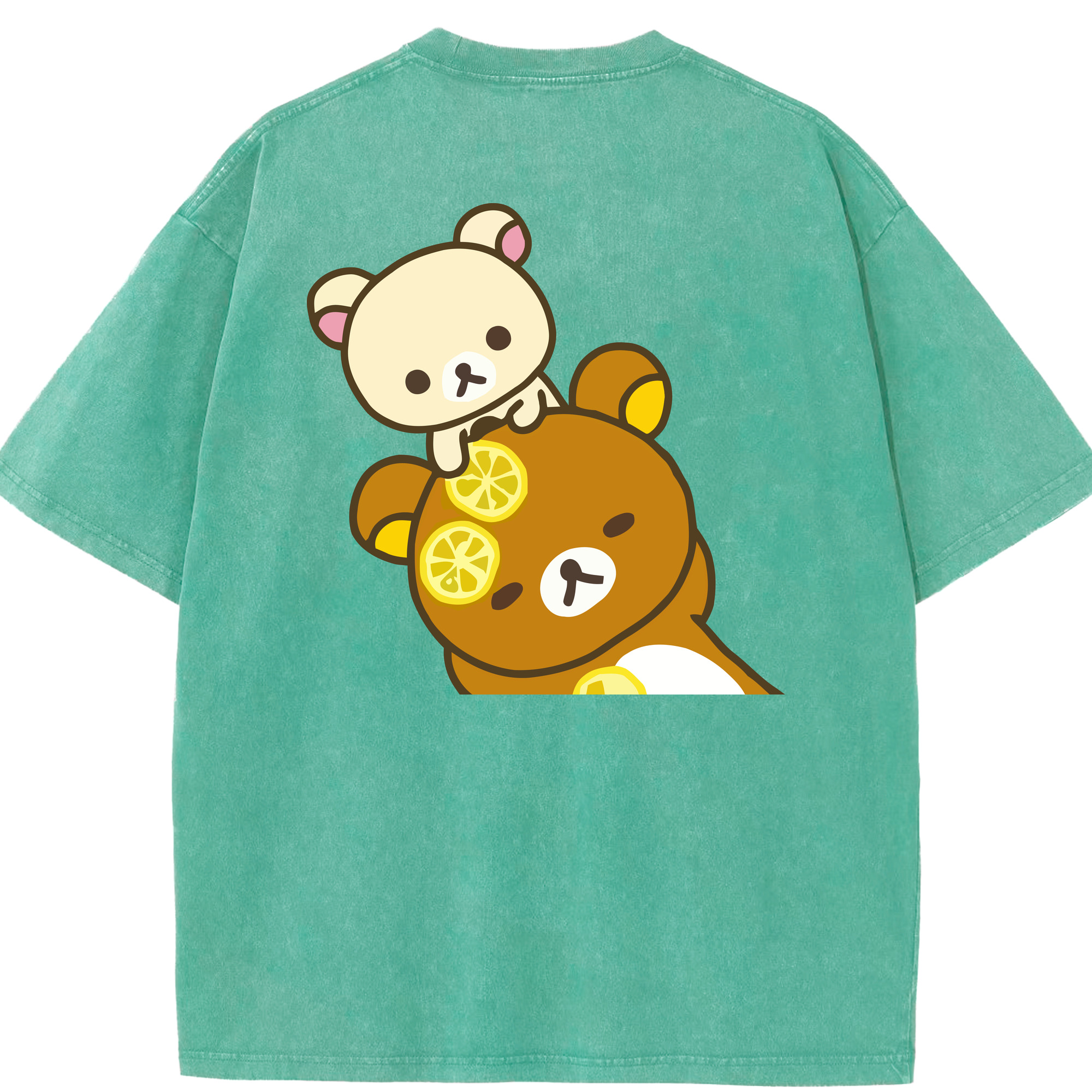 （画像用） リラックマ リラックマ キイロイトリ Rilakkuma Korilakkuma Kiiroitori 綿100% ヴィンテージ風 半袖Tシャツ（背面プリント）